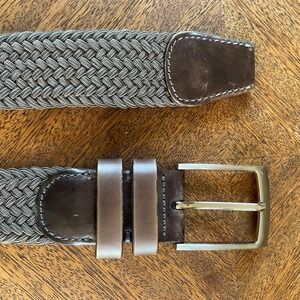 Magnanni Men's Braided Woven Leather Belt Size S Gray Brown Business Casual Golf